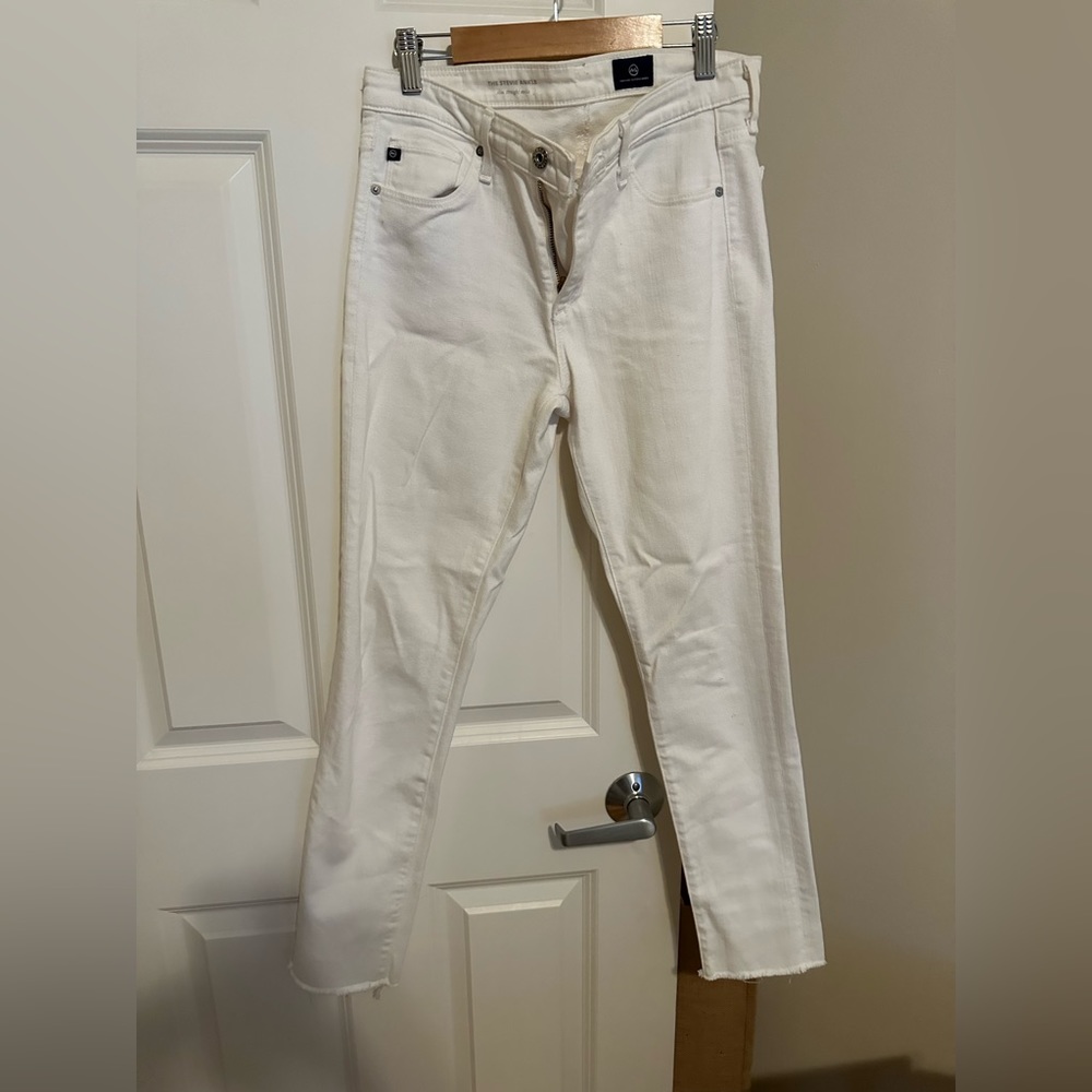 AG Stevie Ankle style white jeans perfect for spring & summer